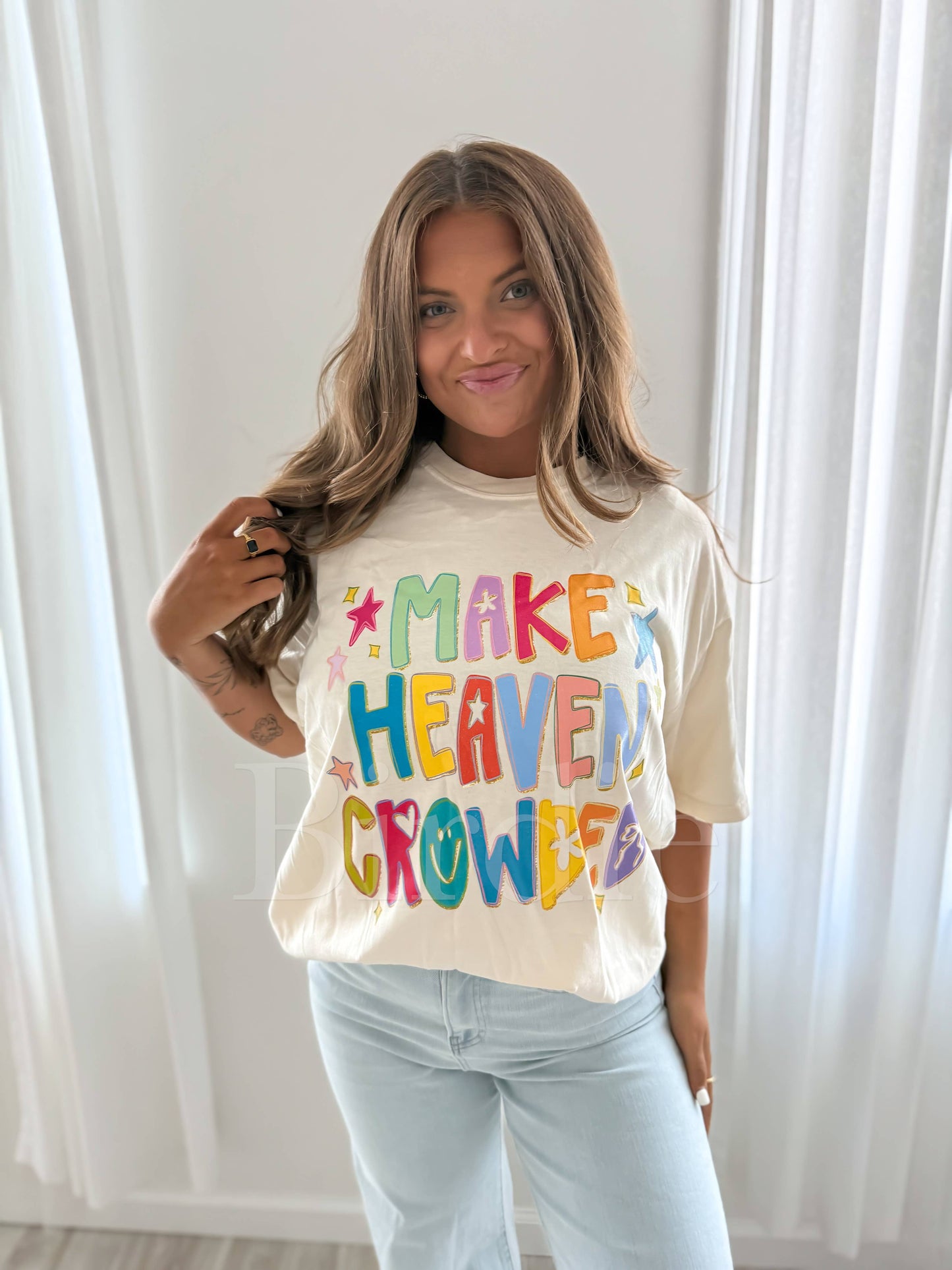 “Make Heaven Crowded” Ivory Graphic Tee