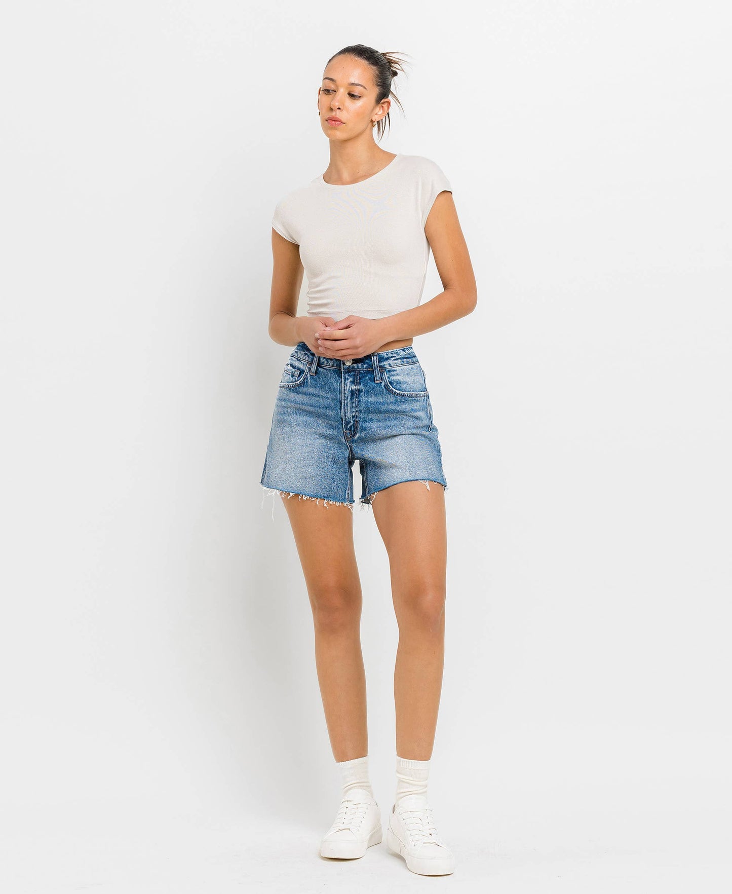 HIGH RISE WAIST CLEAN CUT A LINE SHORTS T6368