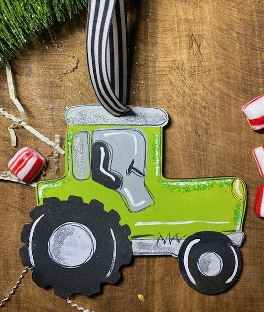 Green Tractor Christmas Ornament