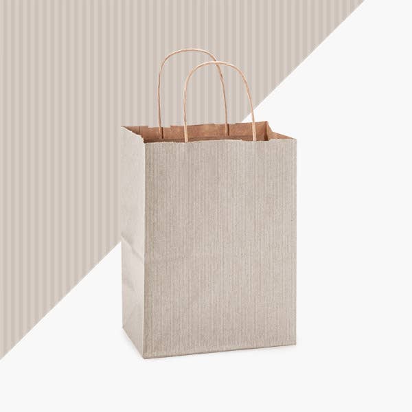 Recycled Shadow Stripe Kraft Paper Shopping Bags