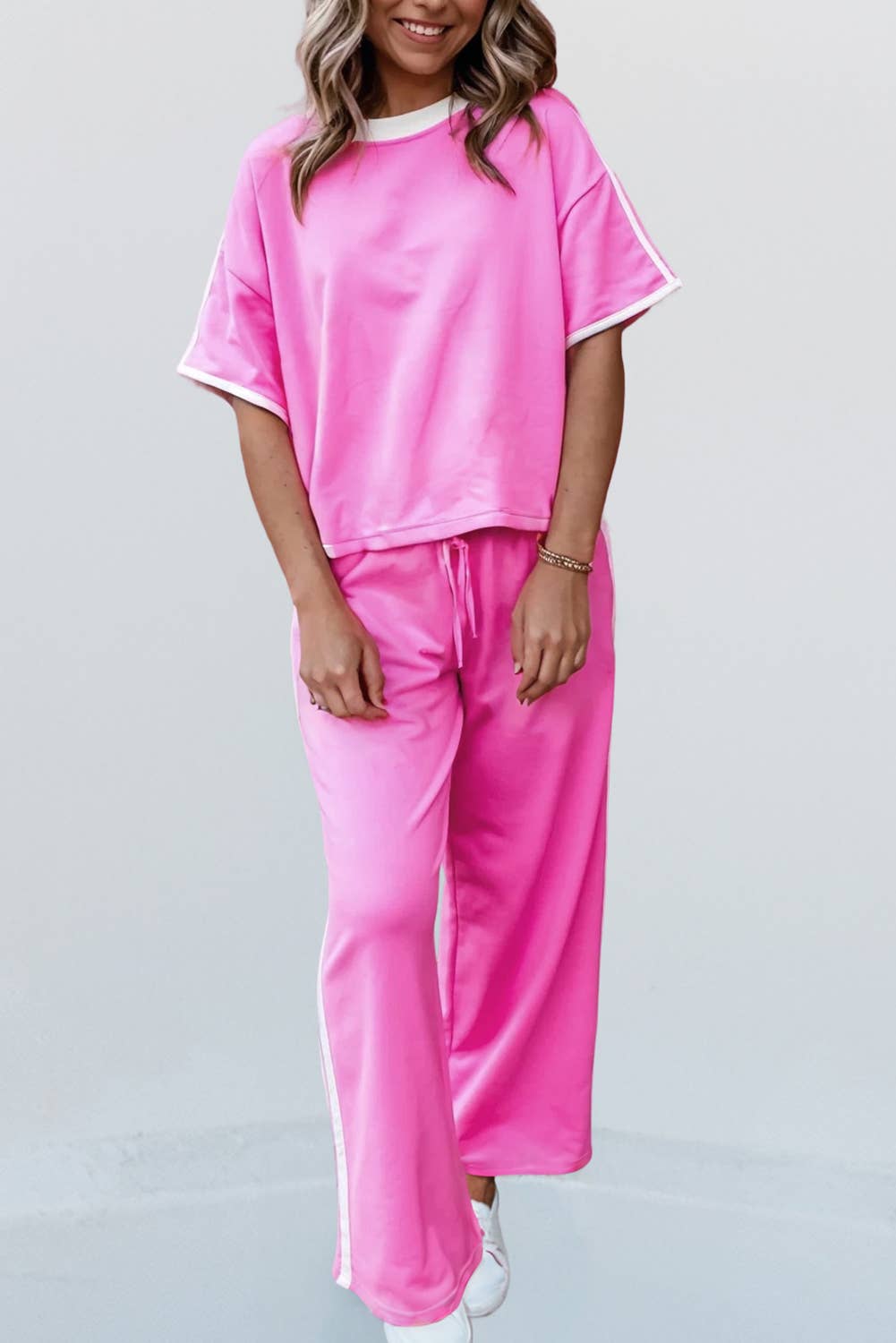 Colorblock Short Sleeve Pants Set