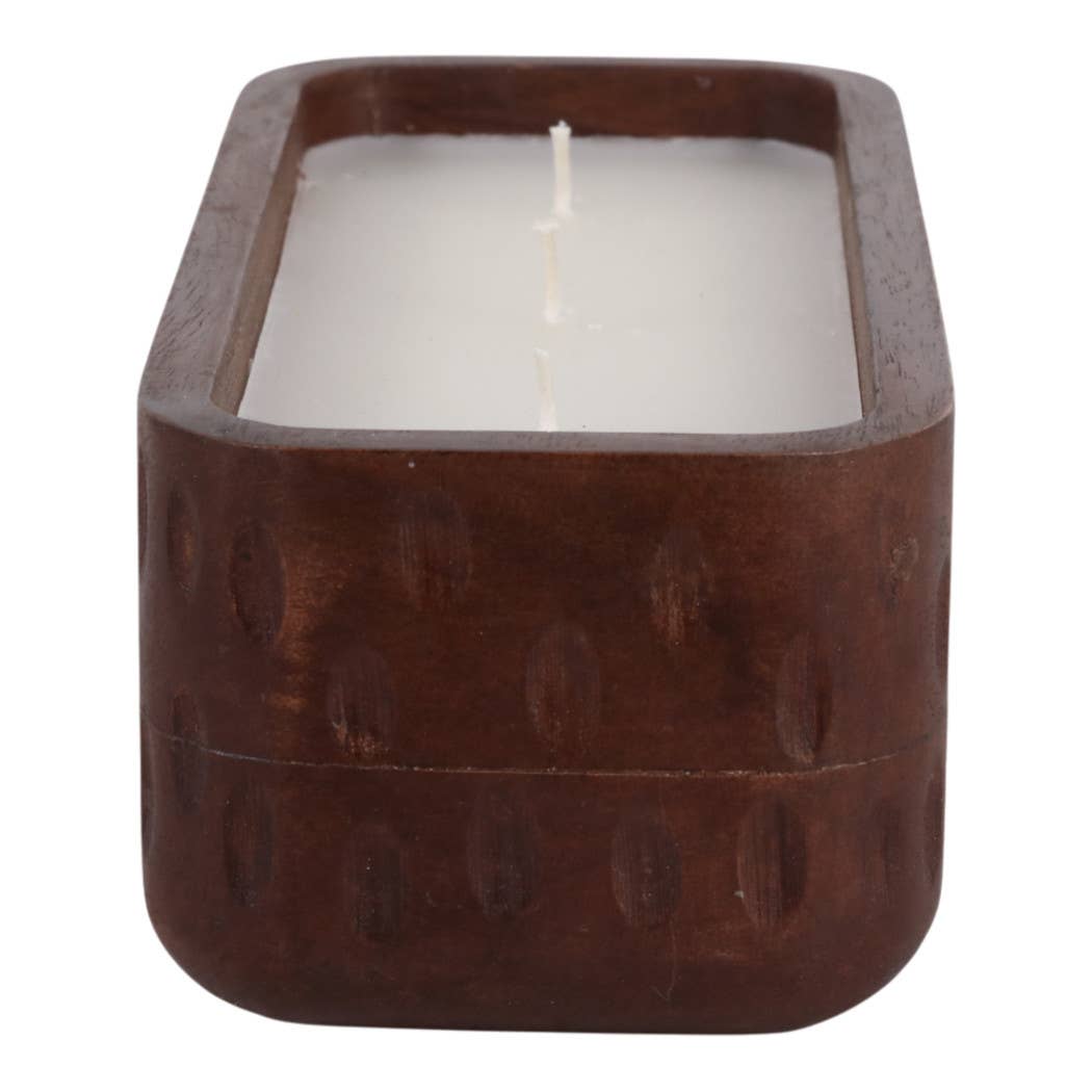 Scented Candle - Vanilla Soy Wax Brown Wood Hammered, 18 Oz.