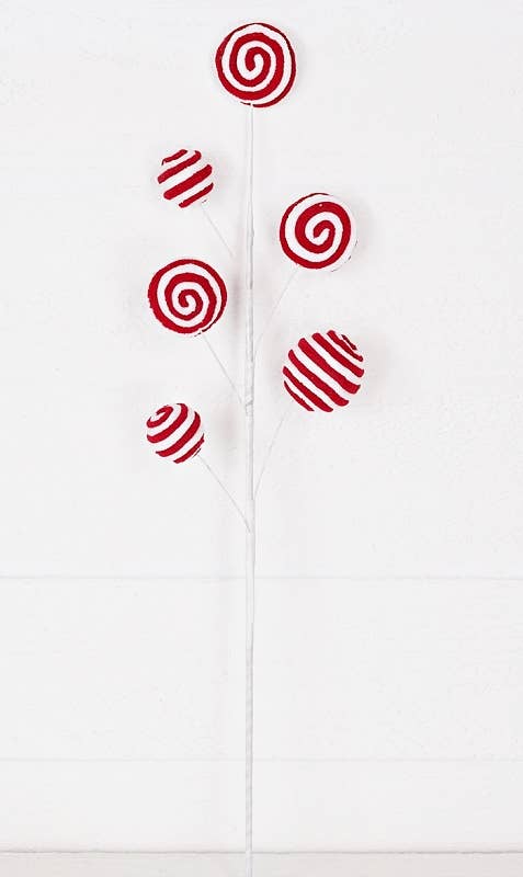 30380- 23in Spray-Pom Pom Peppermint Ball and Lollipop