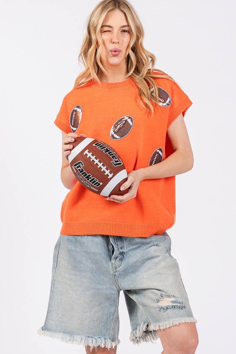 GAME DAY FOOTBALL PATCH SWEATER TOP