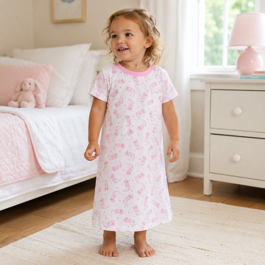 Darling Cowboy Boots Nightdress - Pink