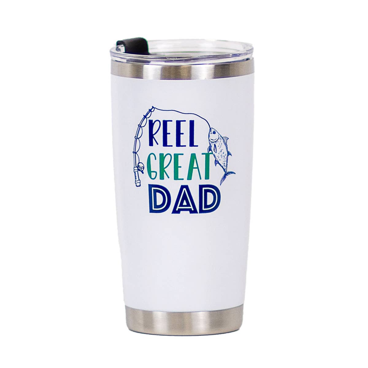Reel Great Dad Tumbler   White/Royal/Palm   20oz.