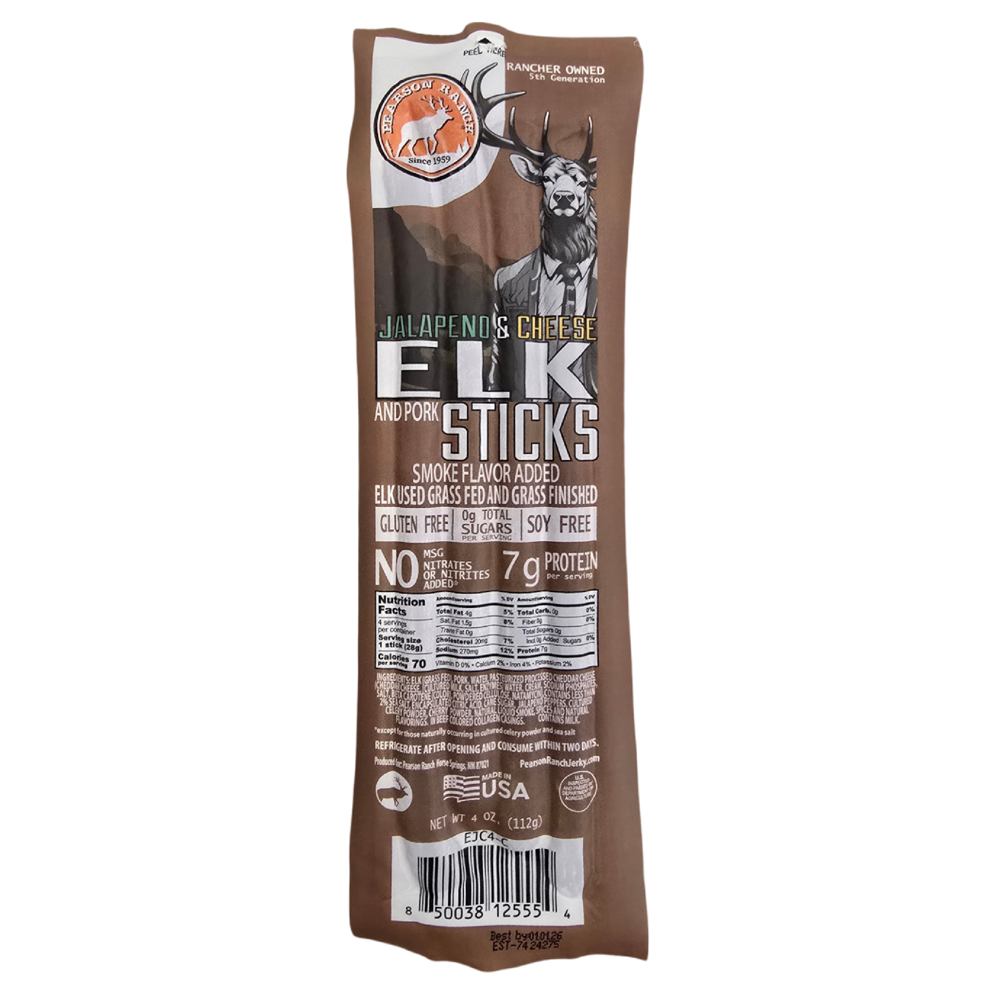 Elk Jalapeno Cheese Snack Stick