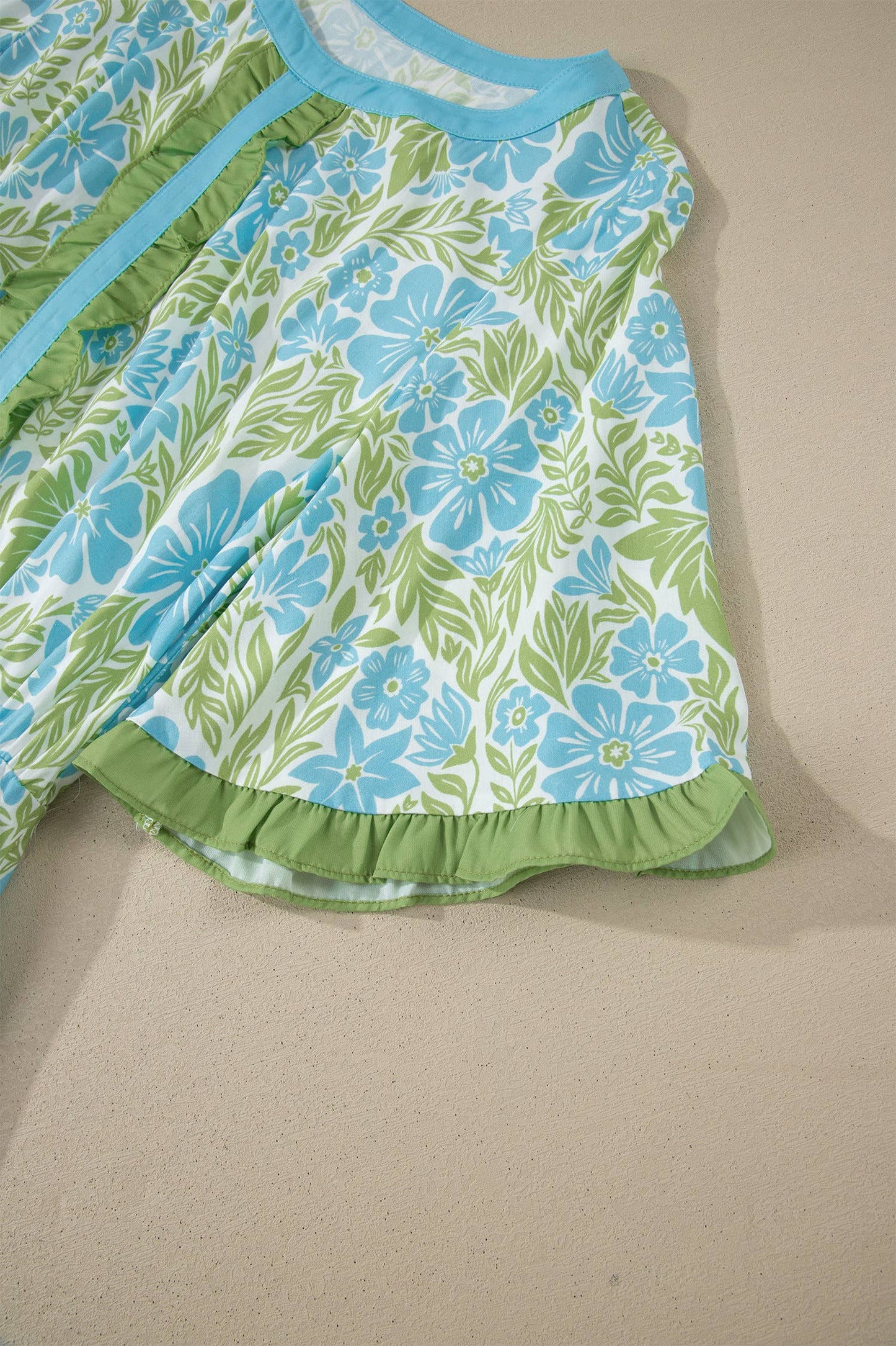 Floral Print Ruffled Detail Short Sleeve Mini Dress (S-XL)