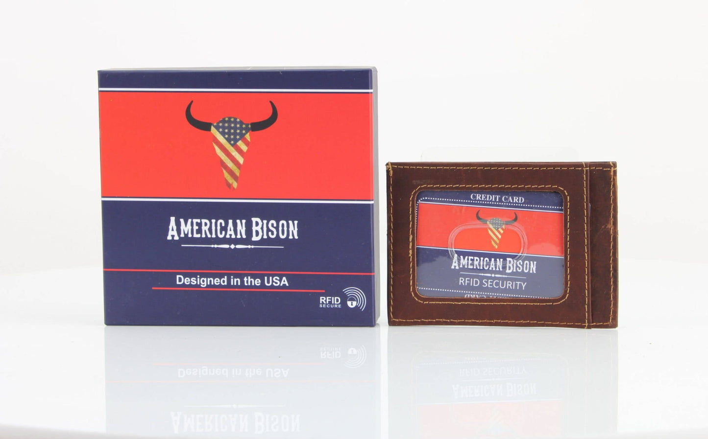 American Bison RFID Leather Card Case 8035