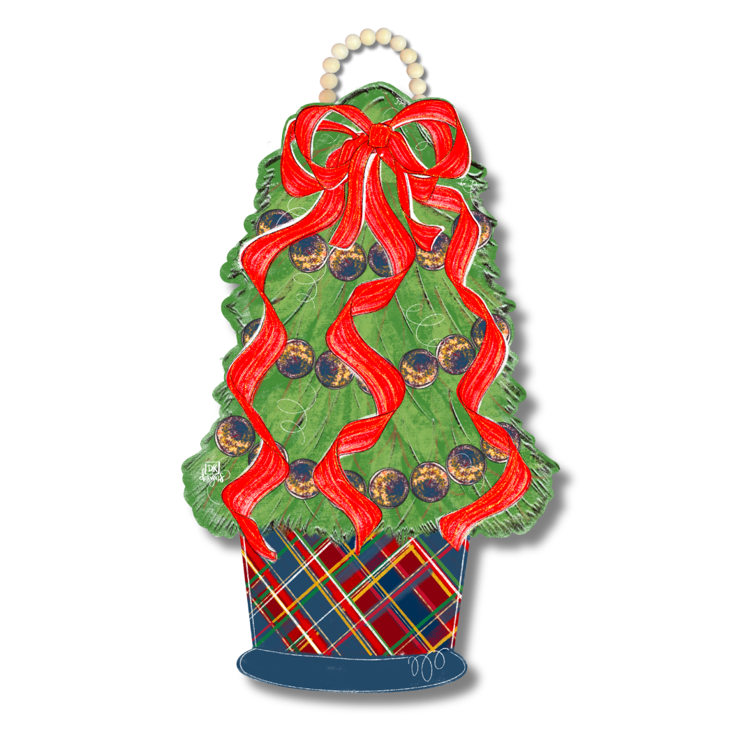 Plaid Navy Tree Hanger