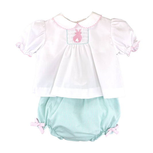 Smocked Bunny Diaper Set