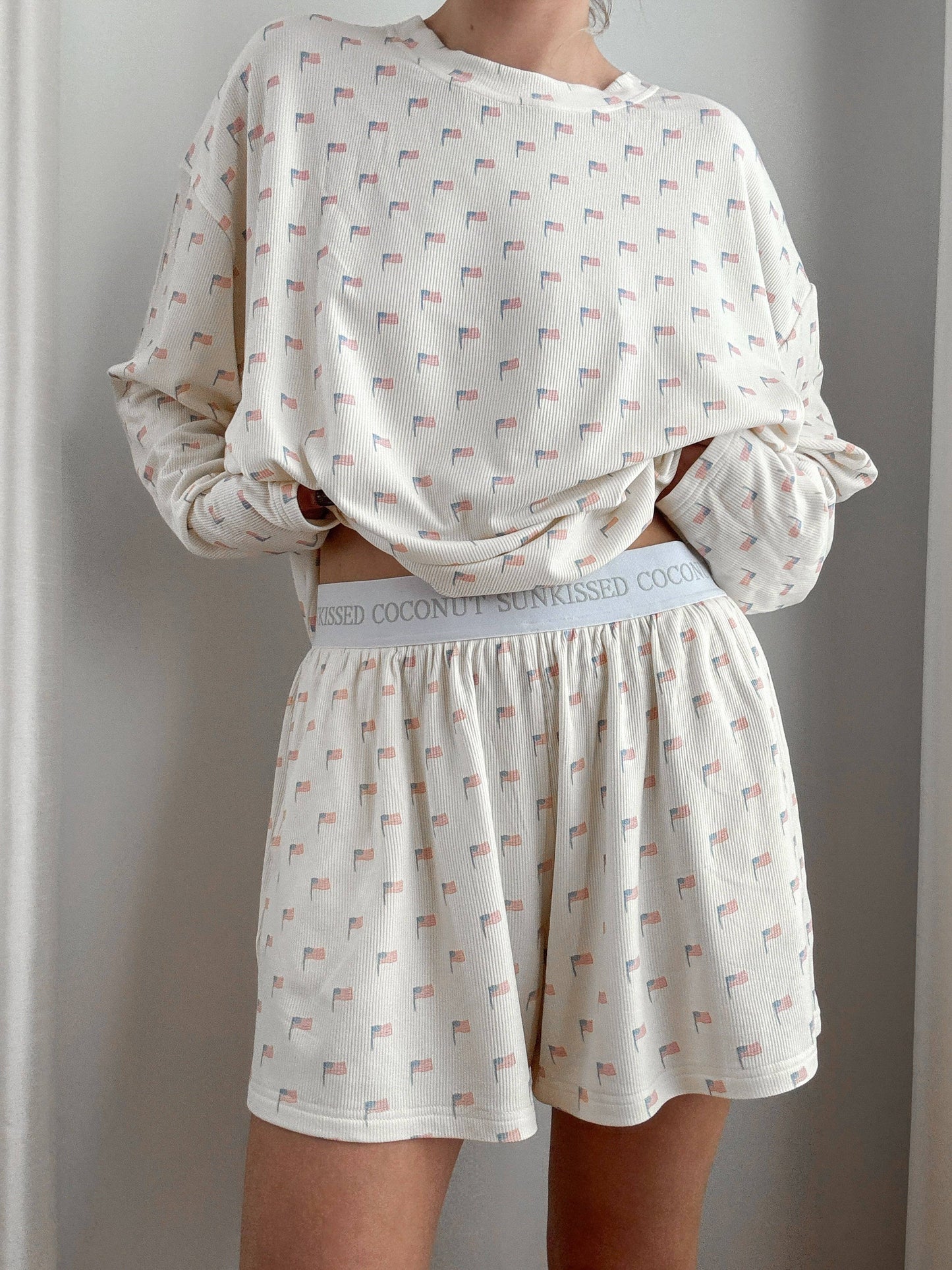 White American Flag Pajama Pattern Shorts