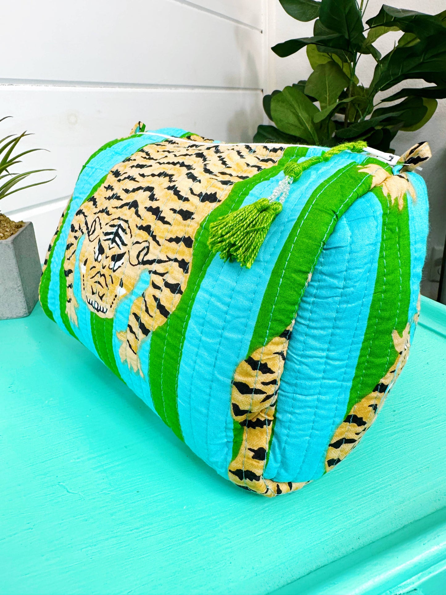 Cosmetics Bag | Quilted Makeup Bags | Toiletry Bag | Tiger
