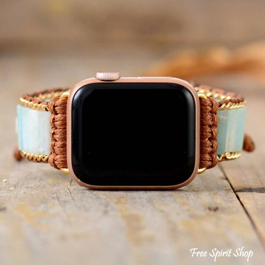 Amazonite Apple Watch Band, Beaded Boho Watch Strap