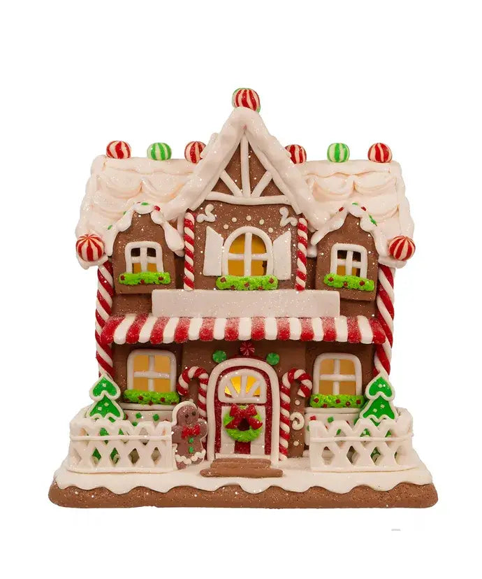 9"B/O LIGHT UP GINGRBRD HOUSE TABLEPIECE