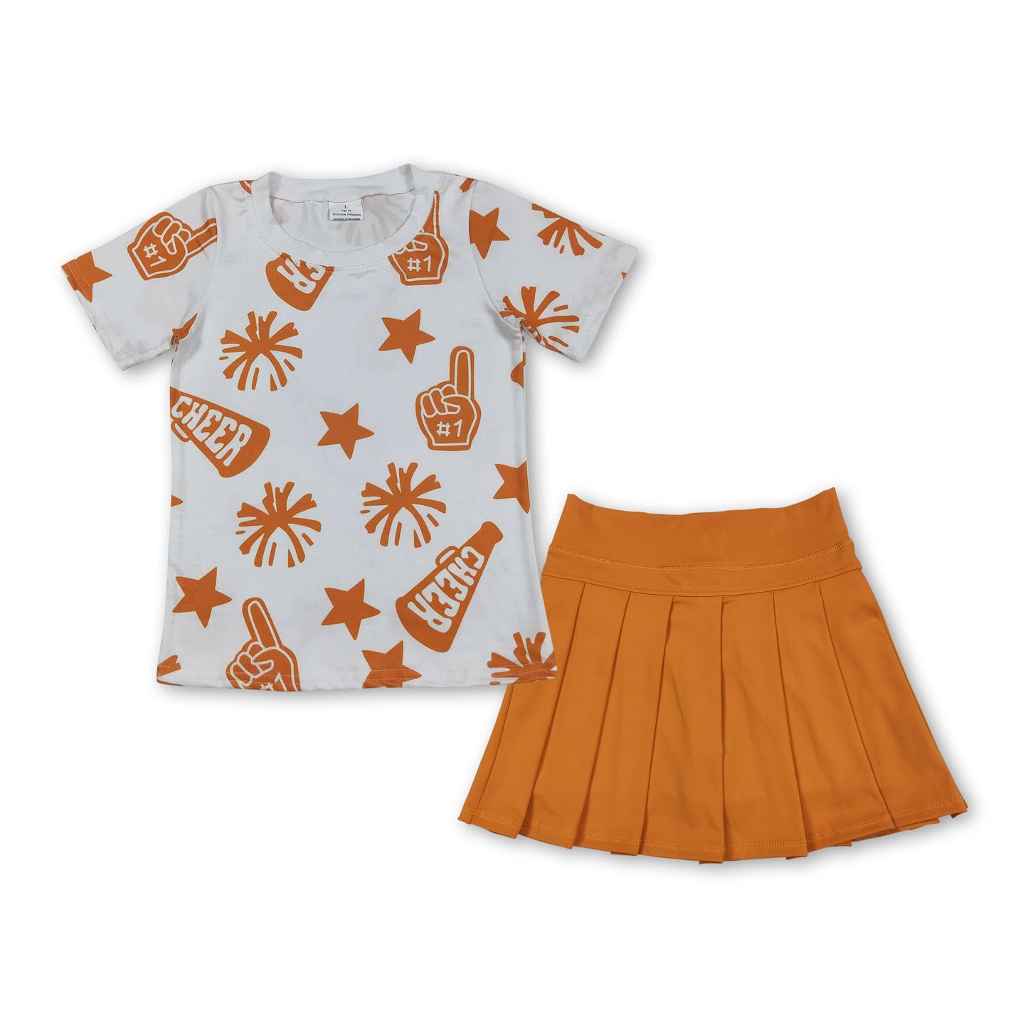Blue cheer top pleated active skirt girls clothing set