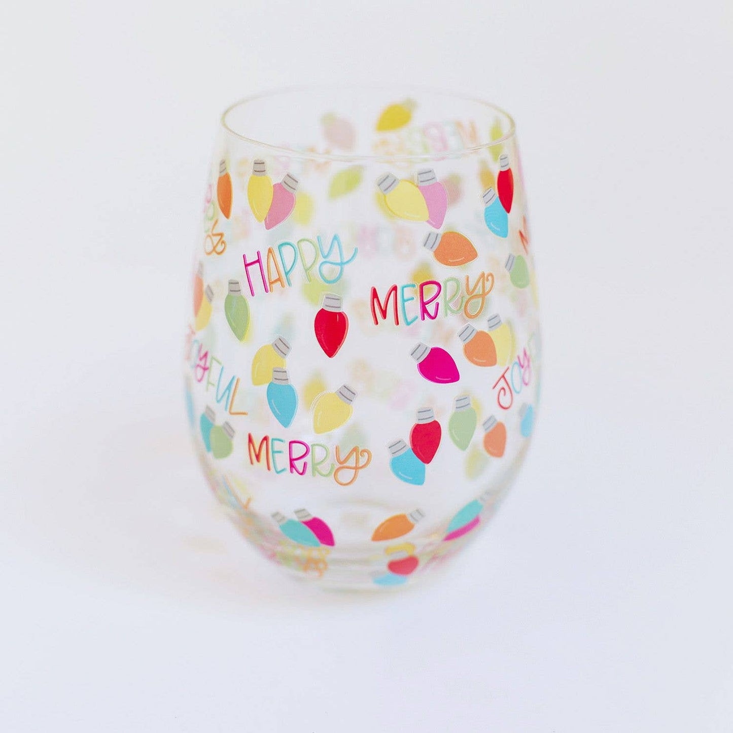 Merry Lights Stemless Wine Glass