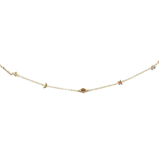 Dainty Gold Choker Necklace, Cosmic